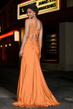 Beaded Top Sweep Train Long Jersey Mermaid Formal Evening Gown Prom Party Dresses