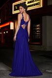 Beaded Top Sweep Train Long Jersey Mermaid Formal Evening Gown Prom Party Dresses