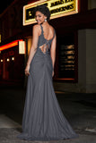 Beaded Top Sweep Train Long Jersey Mermaid Formal Evening Gown Prom Party Dresses