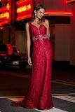 Lace Up Back Fitted Lace Formal Evening Gown Prom Party Dresses