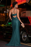 One Shoulder Beaded Jersey Gown Sweep Train Formal Evening Dresses with Slit Prom Party Gowns