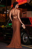 One Shoulder Beaded Jersey Gown Sweep Train Formal Evening Dresses with Slit Prom Party Gowns