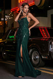 Langes Abendkleid aus Jersey mit Schnürung am Rücken und hohem Schlitz, Abschlussball-Partykleid