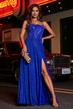 Open Back Beaded Long Jersey Prom Party Dress Formal Evening Dresses