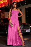 Open Back Beaded Long Jersey Prom Party Dress Formal Evening Dresses