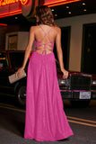 Open Back Beaded Long Jersey Prom Party Dress Formal Evening Dresses