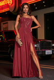 Open Back Beaded Long Jersey Prom Party Dress Formal Evening Dresses