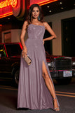 Open Back Beaded Long Jersey Prom Party Dress Formal Evening Dresses