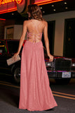 Open Back Beaded Long Jersey Prom Party Dress Formal Evening Dresses