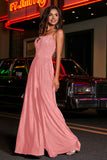 Open Back Beaded Long Jersey Prom Party Dress Formal Evening Dresses