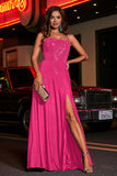Open Back Beaded Long Jersey Prom Party Dress Formal Evening Dresses