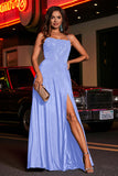 Open Back Beaded Long Jersey Prom Party Dress Formal Evening Dresses