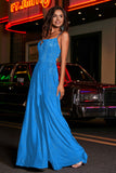 Open Back Beaded Long Jersey Prom Party Dress Formal Evening Dresses
