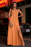Open Back Beaded Long Jersey Prom Party Dress Formal Evening Dresses