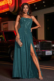 Open Back Beaded Long Jersey Prom Party Dress Formal Evening Dresses