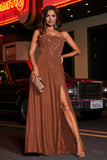 Open Back Beaded Long Jersey Prom Party Dress Formal Evening Dresses