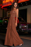 Open Back Beaded Long Jersey Prom Party Dress Formal Evening Dresses