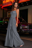 Open Back Beaded Long Jersey Prom Party Dress Formal Evening Dresses