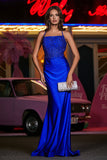 Vestido de noche formal de sirena, de jersey, largo y ajustado, con espalda abierta y para fiesta de graduación