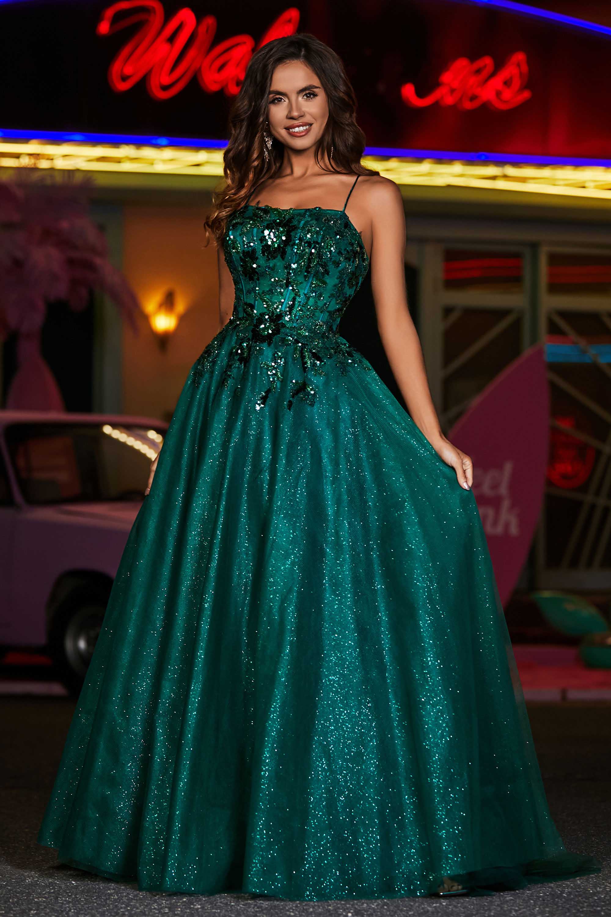 A-Linie Tüll Ballkleid mit Schnürung am Rücken und formeller Abendkleid