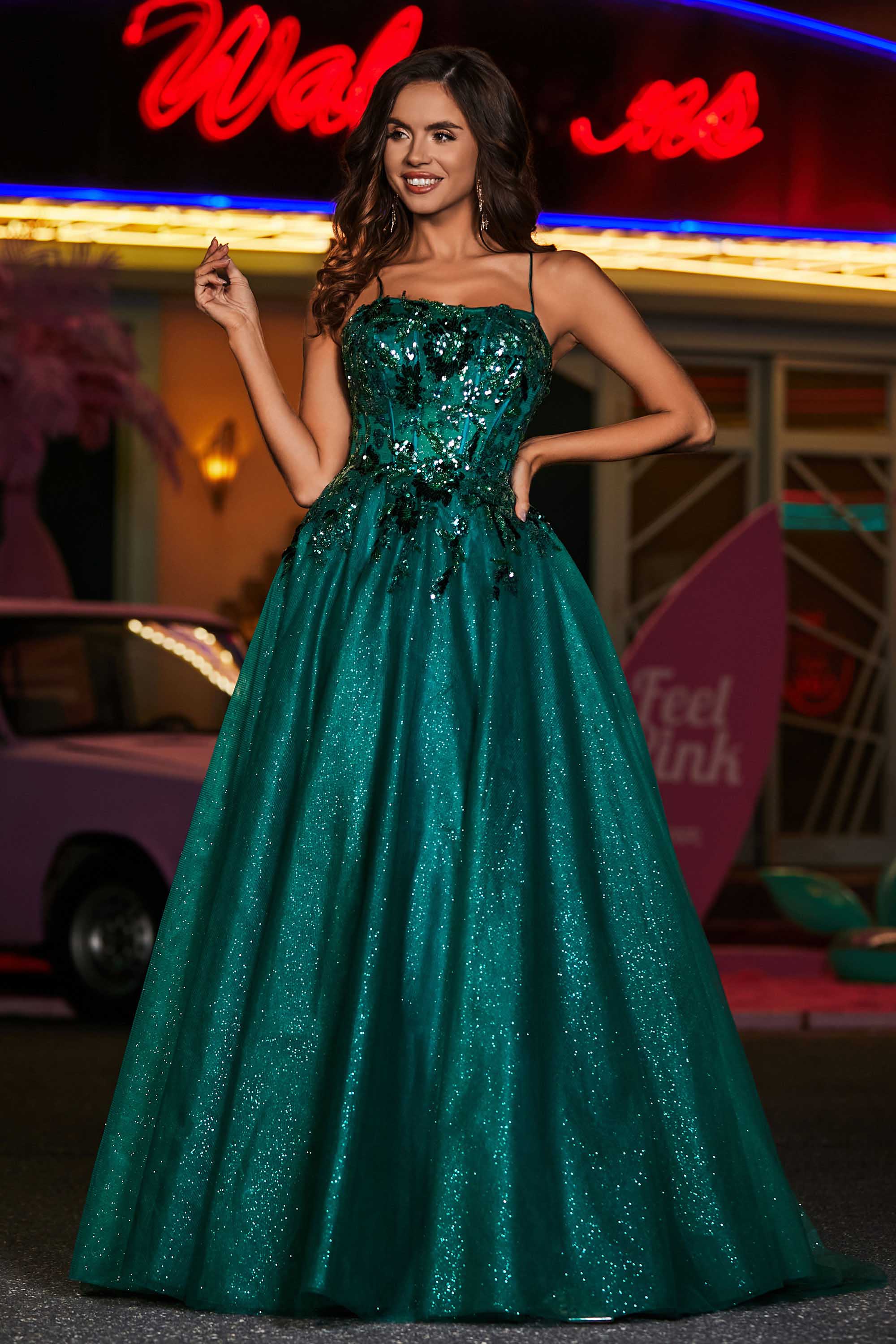 A-Linie Tüll Ballkleid mit Schnürung am Rücken und formeller Abendkleid