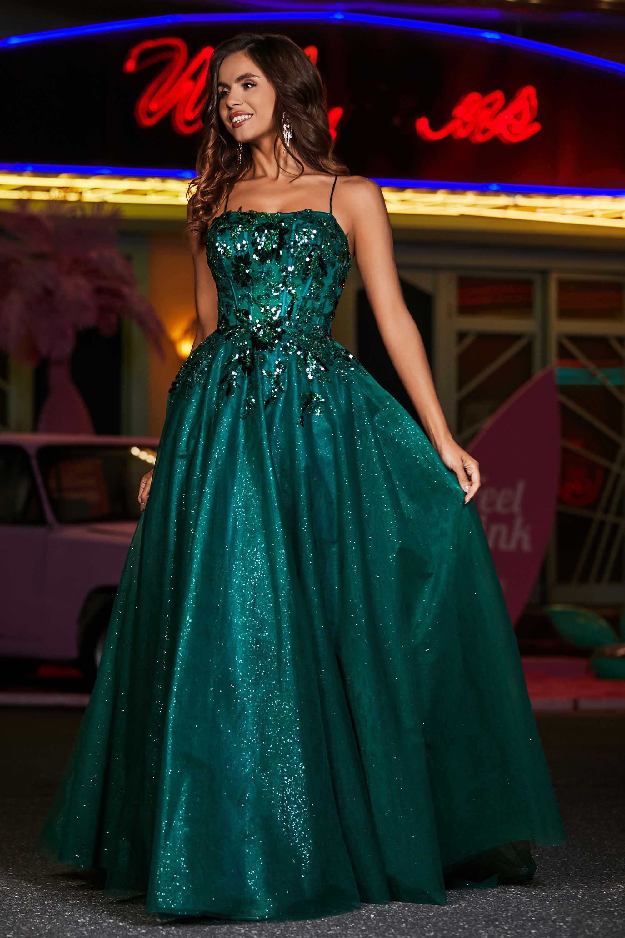 A-Linie Tüll Ballkleid mit Schnürung am Rücken und formeller Abendkleid