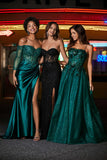 Trägerloses Abendkleid mit hohem Schlitz und Spitze im Meerjungfrau-Stil, formelles Abschlussball-Partykleid