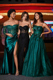 Trägerloses Abendkleid mit hohem Schlitz und Spitze im Meerjungfrau-Stil, formelles Abschlussball-Partykleid