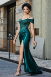 Flügelärmeln Perlenbesetztes Maxi-Satin Abendkleid Ballkleid Partykleider