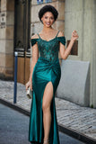 Flügelärmeln Perlenbesetztes Maxi-Satin Abendkleid Ballkleid Partykleider