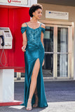 Flügelärmeln Perlenbesetztes Maxi-Satin Abendkleid Ballkleid Partykleider