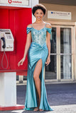 Flügelärmeln Perlenbesetztes Maxi-Satin Abendkleid Ballkleid Partykleider