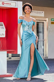 Flügelärmeln Perlenbesetztes Maxi-Satin Abendkleid Ballkleid Partykleider