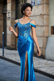 Flügelärmeln Perlenbesetztes Maxi-Satin Abendkleid Ballkleid Partykleider