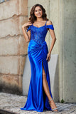 Flügelärmeln Perlenbesetztes Maxi-Satin Abendkleid Ballkleid Partykleider