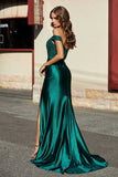 High Slit Corset Bodice Satin Mermaid Formal Evening Gown Prom Party Dresses