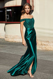 High Slit Corset Bodice Satin Mermaid Formal Evening Gown Prom Party Dresses