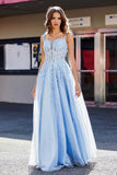 Lace Applique Corset Top Tulle Prom Party Gown Formal Evening Dresses