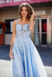 Lace Applique Corset Top Tulle Prom Party Gown Formal Evening Dresses