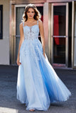 Lace Applique Corset Top Tulle Prom Party Gown Formal Evening Dresses