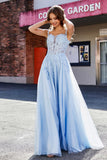 Lace Applique Corset Top Tulle Prom Party Gown Formal Evening Dresses