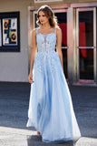 Lace Applique Corset Top Tulle Prom Party Gown Formal Evening Dresses