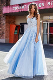 Lace Applique Corset Top Tulle Prom Party Gown Formal Evening Dresses