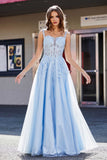 Lace Applique Corset Top Tulle Prom Party Gown Formal Evening Dresses