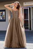 Lace Applique Corset Top Tulle Prom Party Gown Formal Evening Dresses
