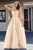 Lace Applique Corset Top Tulle Prom Party Gown Formal Evening Dresses