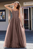 Lace Applique Corset Top Tulle Prom Party Gown Formal Evening Dresses