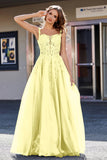 Lace Applique Corset Top Tulle Prom Party Gown Formal Evening Dresses