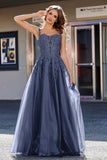 Lace Applique Corset Top Tulle Prom Party Gown Formal Evening Dresses