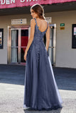 Lace Applique Corset Top Tulle Prom Party Gown Formal Evening Dresses